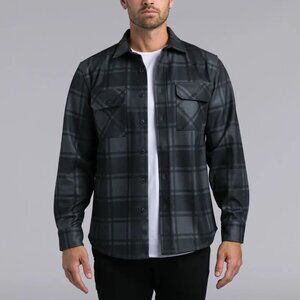 BYLT Plaid Costal Overshirt in Plaid Charcoal Shirt Jacket Shaket Sz M